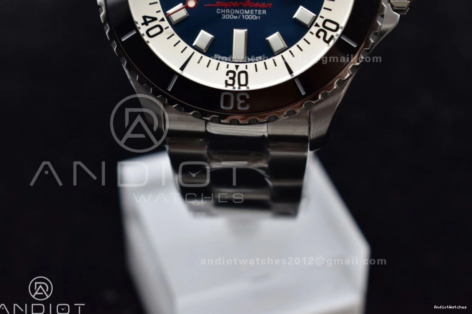 Best SuperOcean Dial on 44 Bracelet SS 481 TF Automatic Edition White AllSeason A 1:1 Blue 0214